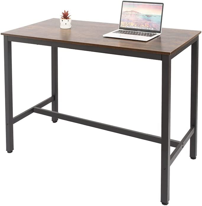 Photo 1 of AZL1 Life Concept Bar Table with Metal Frame, Multi-functional Desk for Dining Living Room, Industrial Accent Furniture,Rustic Brown and Black
