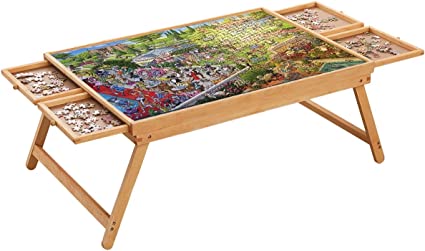 Photo 1 of 1500 Piece Puzzle Board with Folding Legs and 4 Drawers, 34" x 26" Wooden Puzzle Table, Smooth Fiberboard Work Surface, Puzzle Tables for Adults, Puzzle Table, Portable Folding Puzzle Tray
