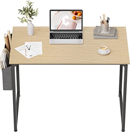 Photo 1 of CubiCubi Study Computer Desk 32 inch Home Office Writing Small Desk, Modern Simple Style PC Table, Black Metal Frame, Ivory
