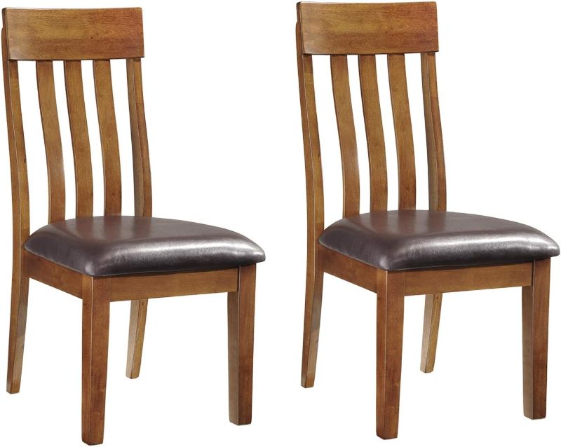 Photo 1 of 2pc Ralene Dining Upholstered Side Chair Brown - PARTS ONLY, MAJOR CRACK IN WOOD 