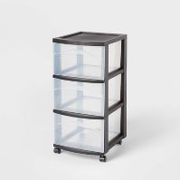 Photo 1 of 3 Drawer Medium Cart Black - MIDDLE DRAWER BROKEN PLASTIC 
