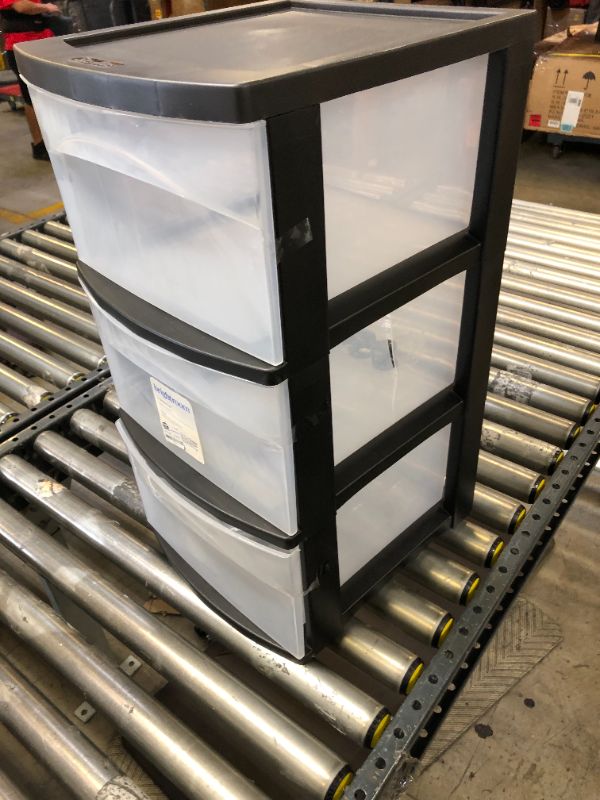 Photo 1 of 3 Drawer Medium Cart Black - MIDDLE DRAWER BROKEN PLASTIC 
