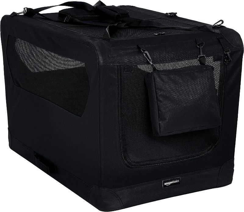 Photo 1 of Amazon Basics Folding Portable Soft Pet Dog Crate Carrier Kennel - 36 x 24 x 24 Inches, Black
