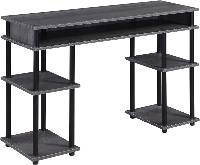 Photo 1 of Convenience Concepts Designs2Go No Tools Student Shelves Desk, (L) 47.25 in. x (W) 15.75 in. x (H) 30 in, Charcoal Gray/Black
