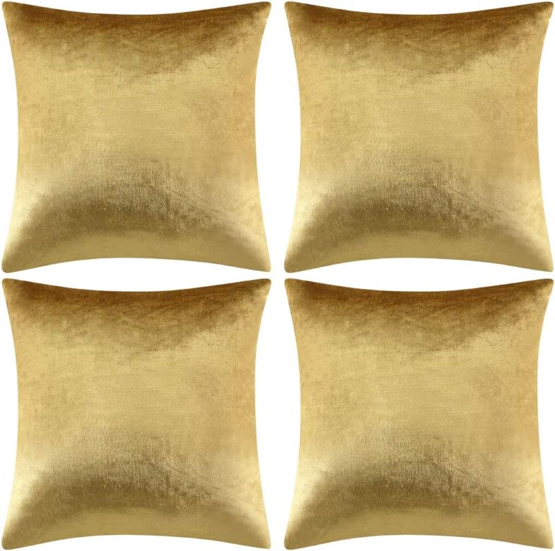 Photo 1 of  Decorative Throw Pillow Covers 18 x 18, Gold Soft Pillow Covers Velvet,Set of 4 