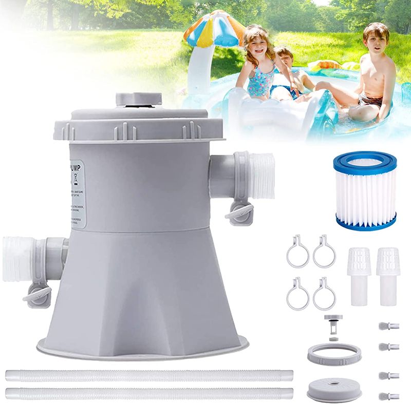 Photo 1 of Lememogo Pool Filter Pump for Above Ground Pool, Kiddie Pool Filter 300 GPH 110V Cartridge Filter Pump for Swimming Pool or Inflatable Pool, Easy to Set Pool Quit Working Filter Pumps
