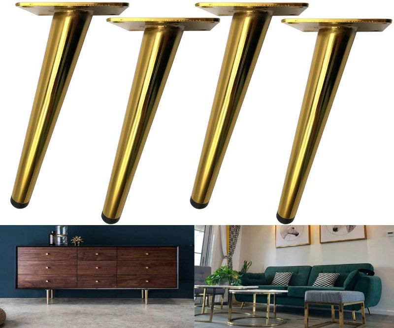 Photo 1 of Bikani Golden Sofa Legs Round Solid Metal Furniture Legs Sofa Replacement Legs Perfect for Mid-Century Modern/Great IKEA hack for Sofa, Couch, Bed, Coffee Table (Golden Color, 5 Inches,Set of 4)
