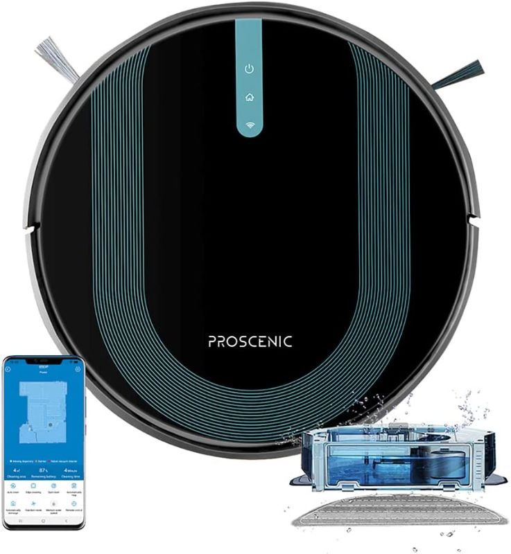 Photo 1 of Proscenic 850T Robot Vacuum Cleaner, 3-in-1 Robot Vacuum and Mop, APP/ Alexa/ Google Home Control, Robotic Vacuum with 3000Pa Strong Suction, Ideal for Carpets and Hard Floors, Boundary Strip----everything looks new -------------
