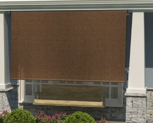 Photo 1 of Coolaroo 6' x 6' Outdoor UV Blocking Cordless Solar Roller Shade Blind, Mocha
