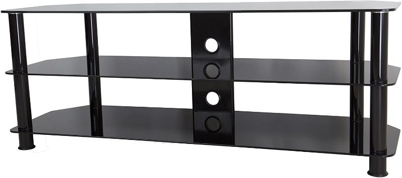 Photo 1 of AVF SDC1250CMBB-A TV Stand for 39-inch to 60-inch TVs, Black Glass, Black Legs
