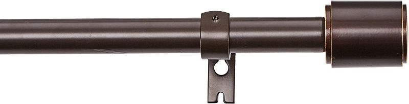 Photo 1 of Amazon Basics 1" Curtain Rod with Cap Finials, 72" to 144", Espresso (Dark Bronze)

