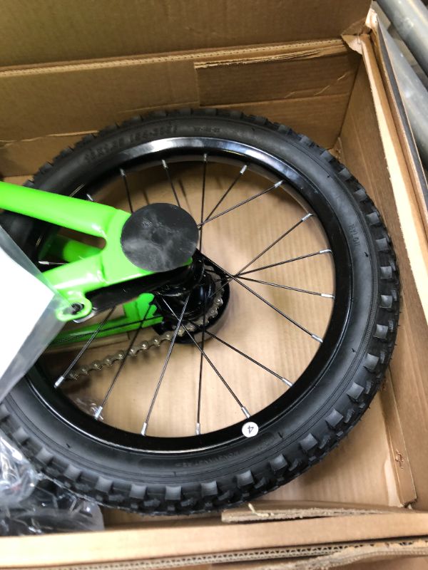 Photo 4 of 16" Boys Bike, Magna Rip Traxx, Green, with Training Wheels, ages 4-8. Box Packaging Slightly Damaged, Item is New. 
