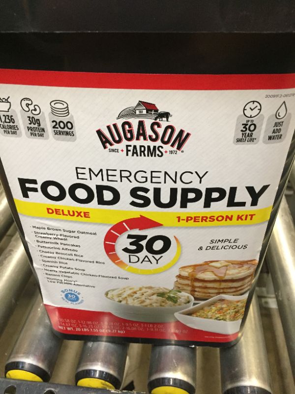 Photo 2 of Augason Farms Deluxe Emergency 30-Day Food Supply (1 Person), 200 Servings, 36,600 Calories, Net Weight 20 lbs. 7 oz. (1-Pail) best by feb 2051
