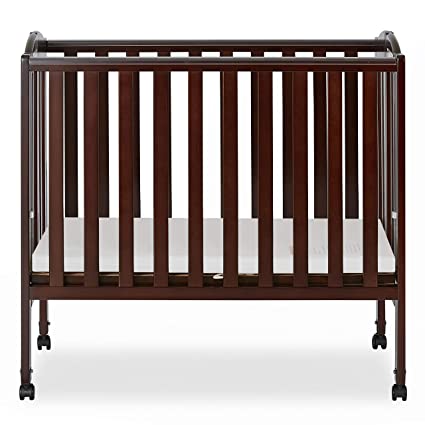 Photo 1 of Dream On Me 2 in 1 Portable Folding Stationary Side Crib in Espresso, Greenguard Gold Certified 40x26x38 Inch (Pack of 1)
