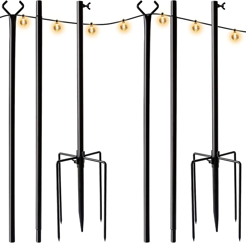 Photo 1 of 2 Pack String Light Poles Outdoor,8.5FT Light Poles for Outside String Lights, Outdoor Light Poles for String Lights with Hooks Hang String Lights for Parties, Wedding, Garden, Backyard, Patio
