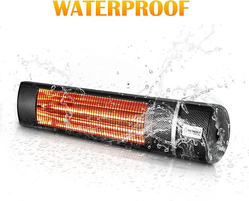Photo 1 of Electric Patio Heater Wall-Mounted Outdoor/Indoor Infrared Heater 1500w Waterproof Remote Control 3 Power setting Patio Garage Black