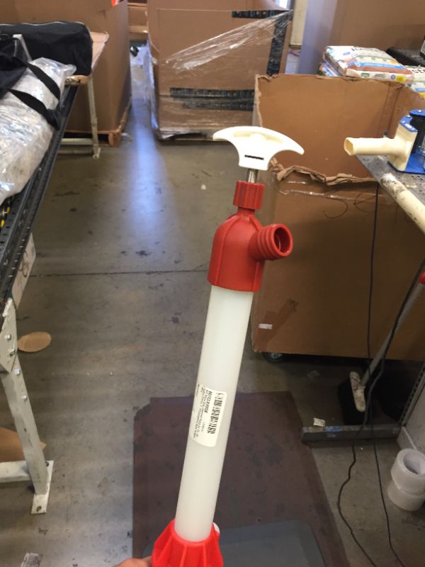 Photo 2 of AFF Nylon Body Chemical Pump for 15-55 Gallon Drums, 2" Polypropylene Bung Adapter, 8064----MISSING PARTS AND IS USED --------------
