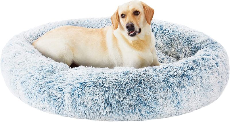 Photo 1 of Best Friends by Sheri The Original Calming Donut Cat and Dog Bed in Shag Fur Denim, Extra Large 45x45
