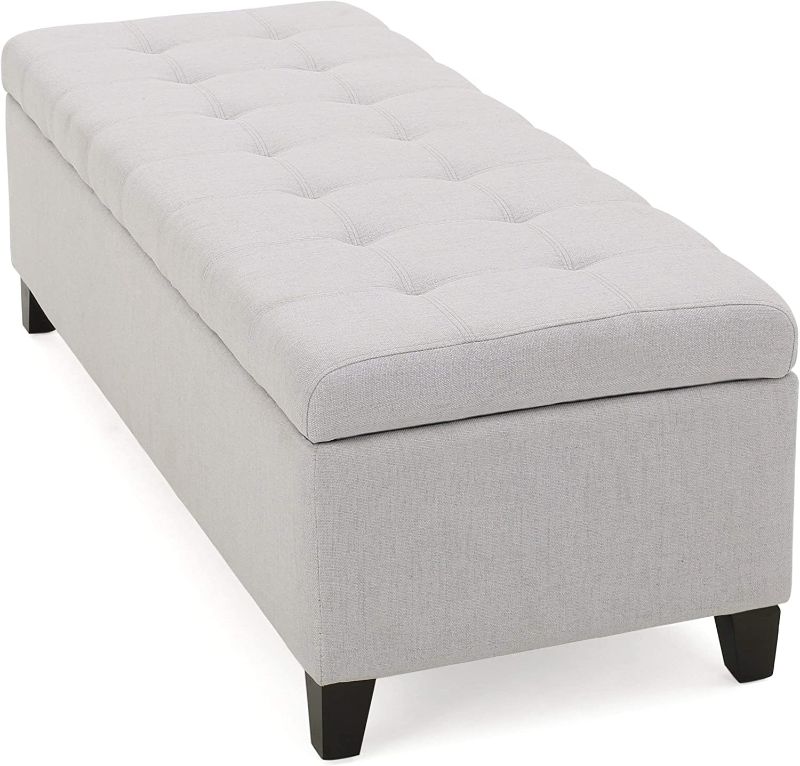 Photo 1 of Christopher Knight Home Mission Fabric Storage Ottoman, Light Grey------DIRTY CLEANING NEEDED --------
