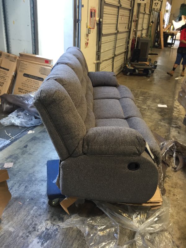 Photo 5 of Clearance Tulen Gray Dual Reclining Sofa --------THERE IS A GREASE SPOT THAT NEEDS CLEANING --------
