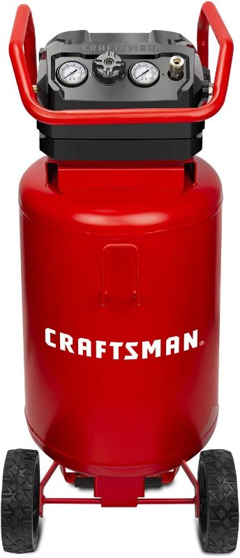 Photo 1 of CRAFTSMAN Air Compressor, 20 Gallon, 1.8 HP, Oil-Free Air Tools, Max 175 PSI Pressure, 2 Quick Coupler, Long Lifecycle Low Noise, Model: CMXECXA0232043, Red------the air filter broke off easily replaceable -------
