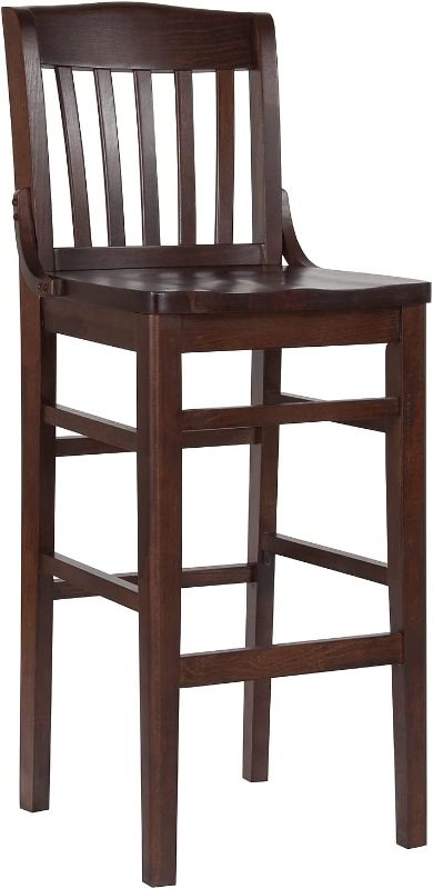 Photo 1 of Flash Furniture HERCULES Series School House Back Walnut Wood Restaurant Barstool------STILL FACTORY WRAPPED 
