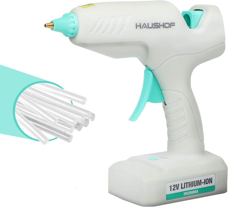 Photo 1 of HAUSHOF Cordless Hot Glue Gun with 20pcs Full Size Glue Sticks, 60W, Fast Preheating & High Temp, Lithium-ion Hot Melt Glue Gun Kit, for DIY Projects,...
