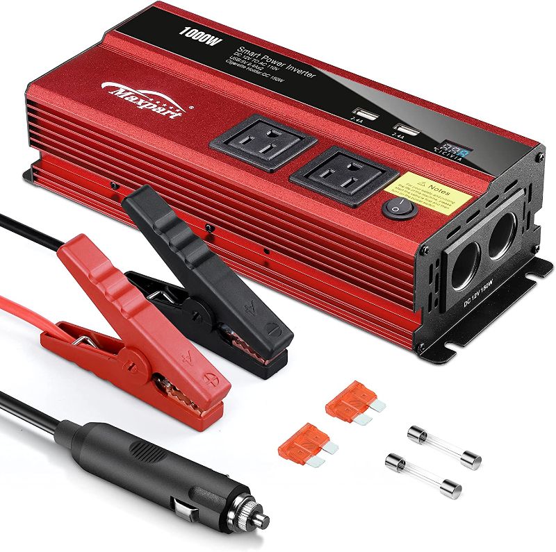 Photo 1 of Maxpart 1000W Power Inverters,Car Power Inverter 1000W Inverter 12v to 110v AC Converter with Dual AC Outlets 2.4A USB Inverter and Dual 12V Car Cigarette Lighter for Truck/RV Power Converter Car
