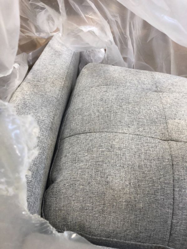 Photo 4 of Amazon Brand – Rivet Cove Mid-Century Modern Tufted Living Room Accent Chair, 32.7"W, Light Grey-------box is damaged but the item is ok ------put used only cause the box was damaged 
