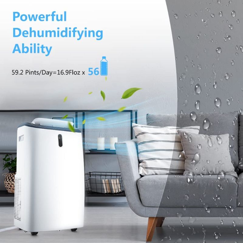 Photo 1 of Portable Air Conditioner - Rintuf 2022 12000 BTU Portable AC, Cools Rooms up to 550 Sq.ft, Also as Dehumidifier & Fan & Smart Timer, with Handy Remote, Washable Filter, Universal Wheels, Window Kit----MISSING CONTROL AND OTHER PARTS 
