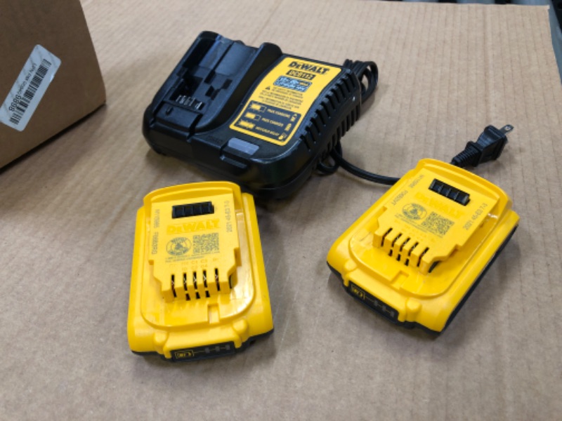 Photo 2 of DEWALT 20V MAX Battery, Compact 2.0Ah Double Pack and charger 