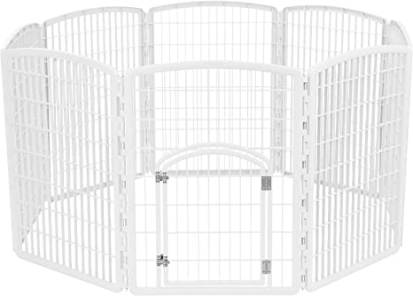Photo 1 of  IRIS USA Puppy Playpen Dog Playpen Fence Enclosure with Dog Gate Door - Indoor Pet Playpen - 8 Panel
