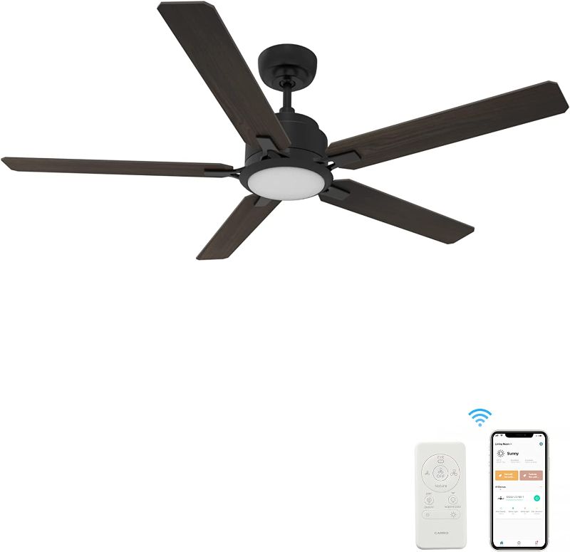 Photo 1 of Smart Ceiling Fan with Lights, Indoor & Outdoor Ceiling Fan with Remote, 10 Speeds Smart Ceiling Fan Compatible with Alexa, Siri & Google, 52 Inch Modern Ceiling Fan with DC Motor, Black Ceiling Fan
