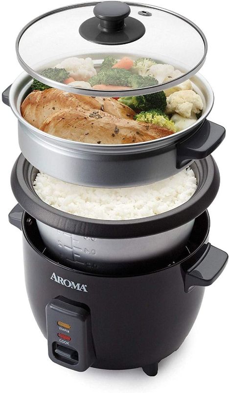 Photo 1 of Aroma Housewares ARC-363-1NGB 3 Uncooked/6 Cups Cooked Rice Cooker, Steamer, Multicooker, 2-6 cups, Black
