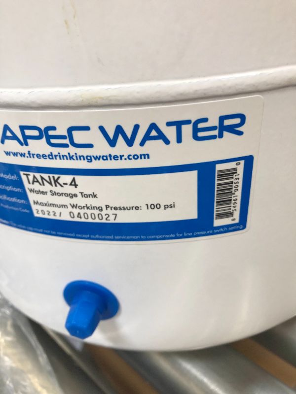 Photo 1 of APEC Water Systems TANK-4 4 Gallon Residential Pre-Pressurized Reverse Osmosis Water Storage Tank,White
