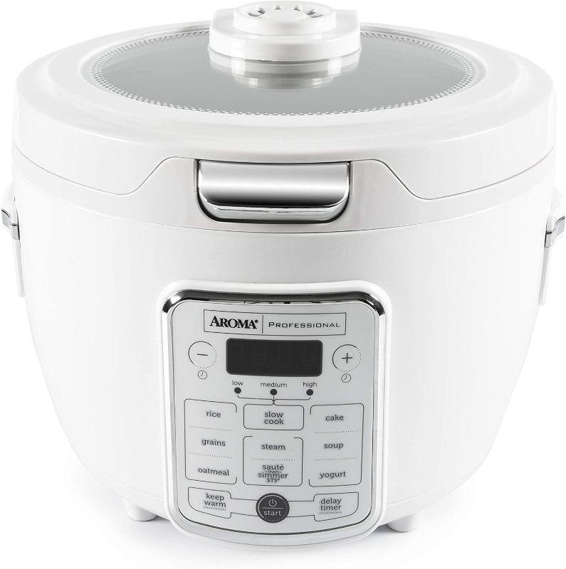 Photo 1 of Aroma Housewares Professional 20-Cup(cooked) / 4Qt. Digital Rice Cooker/Multicooker, Automatic Keep Warm and Sauté-then-Simmer Function, white (ARC-1230W)----MISSING THE SPOON 
