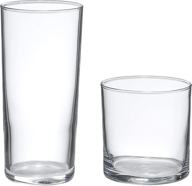 Photo 1 of Amazon Basics Ridgecrest 16-Piece Old Fashioned and Coolers Glass Drinkware Set----missing a glass 

