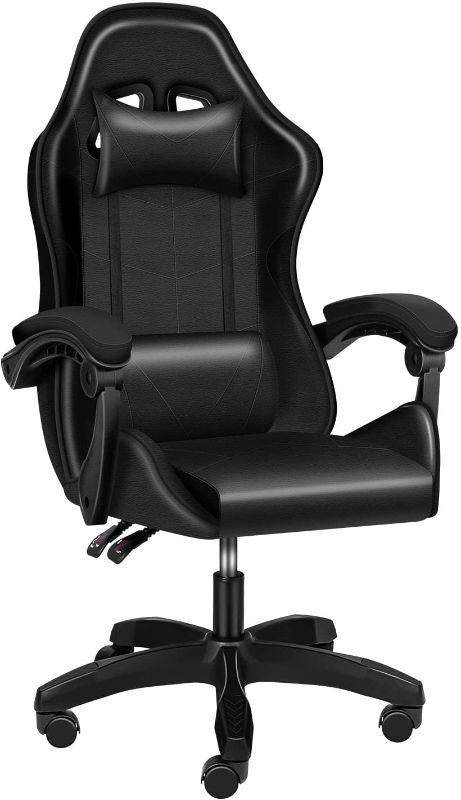 Photo 1 of YSSOA Backrest and Seat Height Adjustable Swivel Recliner Racing Office Computer Ergonomic Video Game Chair, Without footrest, Black----MISSING SOME HARDWARE 
