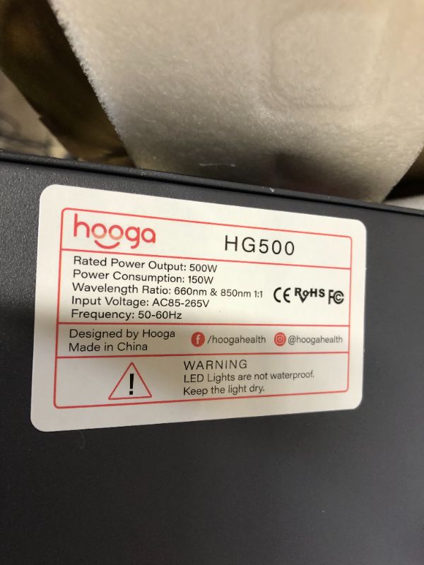 Photo 1 of Hooga Red Light Therapy Device, Red Near Infrared 660nm 850nm, 60 Clinical Grade LEDs, High Power Output Panel. Hanging Kit. Improve Sleep, Pain Relief, Skin Health, Anti-Aging, Energy, Recovery.
