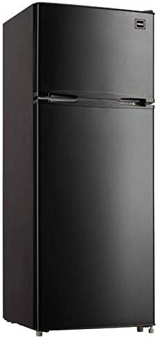 Photo 1 of RCA RFR741-BLACK Apartment Size-Top Freezer-2 Door Fridge-Adjustable Thermostat Control-Black-7.5 Cubic Feet
------THERE ARE BIG DENT AND CRACKS ON THE INSIDE SHLVES ----VIEW PICTURES FOR REFERENCE 