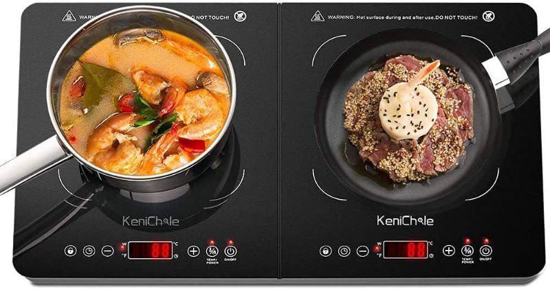 Photo 1 of Electric Induction Cooktop Countertop Burner - 1800W Digital Double Induction Cooktop , Touch Screen Control
