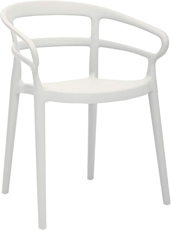 Photo 1 of 1  Amazon Basics White, Curved Back Dining Chair Premium Plastic