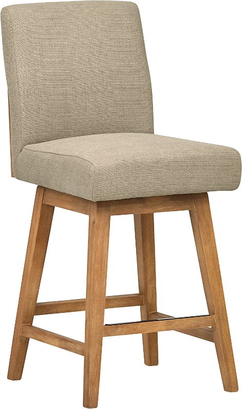 Photo 1 of Amazon Brand – Stone & Beam Sophia Modern Swivel Kitchen Counter Height Stool, 39.4"H, Hemp
