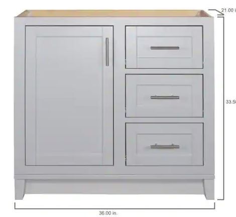 Photo 1 of GLACIER BAY Kinghurst 36 in. W x 21 in. D x 33.5 in. H Bathroom Vanity Cabinet Only in Dove Gray
