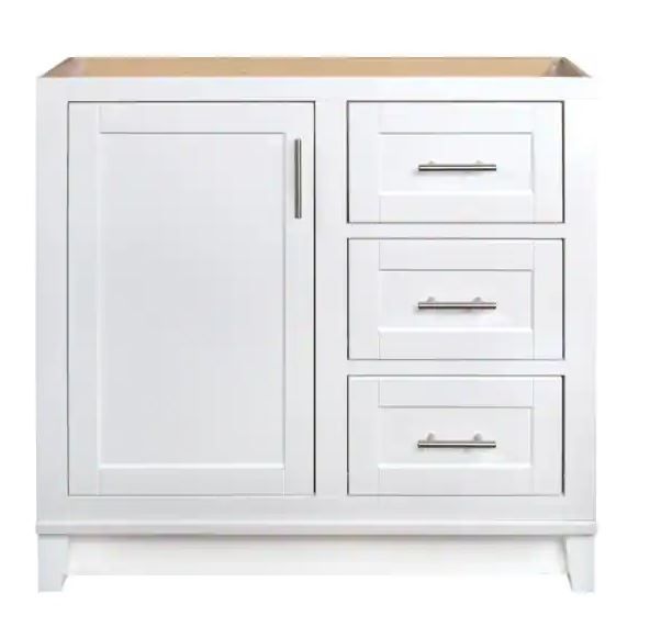 Photo 1 of GLACIER BAY Kinghurst 36 in. W x 21 in. D x 33.5 in. H Bathroom Vanity Cabinet Only in White
