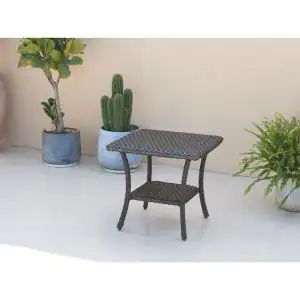 Photo 1 of Brentwood Full-Woven Wicker Patio Side Table Coffee Table