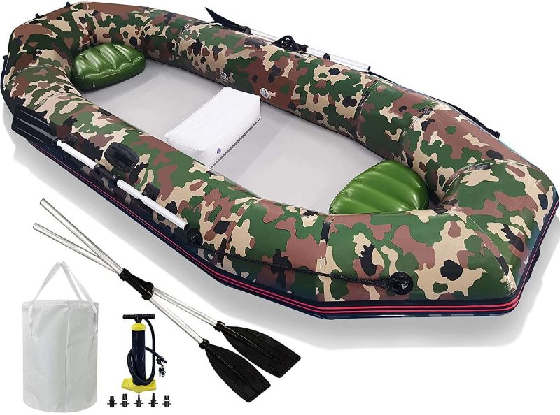 Photo 1 of 10 Feet Inflatable Sport Boats for Adults, 4-5 Person Professional Fishing Dinghy Boat - Rafting Tender with Inflatable Cushion & Paddle
