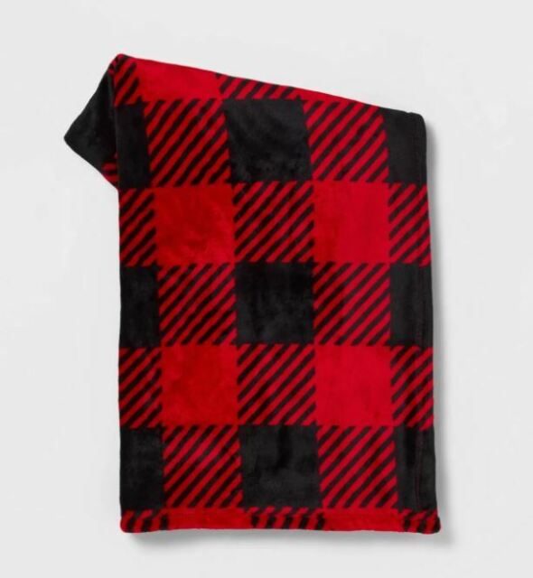Photo 1 of Buffalo Check Printed Throw Blanket Red/Black - Wondershop 50X60IN 2 PACK 