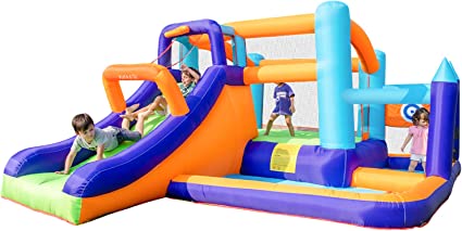Photo 1 of AirMyFun Inflatable Bounce House,Jumping Bouncer with Air Blower,Splash Pool to Play,Kids Slide Park for Outdoor Playing with Carry Bag
