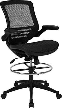 Photo 1 of Flash Furniture Drafting Stools, Black & Seat Cushion for Office Chair - CertiPUR-US Certified Memory Foam - Pillow for Sitting, Black
